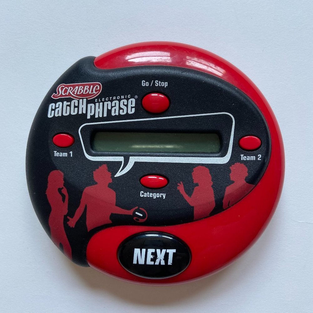 Scrabble Catch Phrase Electronic Game Handheld Team Party Hasbro Tested